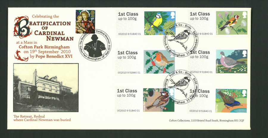 2010 Cofton Birds of Britain Post & Go First Day Cover,Double Birdbrook Rd Birmingham Postmark